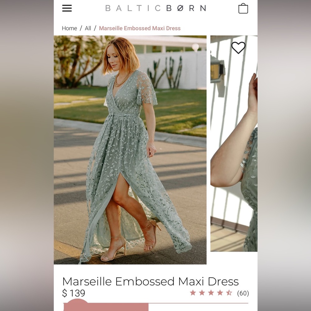 Baltic Born Sage Green Embossed Wrap Maxi Dress
